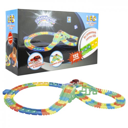 Гибкий трек LED со светодиодными лампами 152 дет (21 дет.c LED) 1TOY