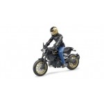 Мотоцикл Scrambler Ducati Cafe Racer с мотоциклистом Bruder Мотоцикл Scrambler Ducati Cafe Racer с мотоциклистом Bruder