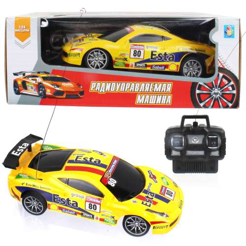 Спортавто Машина на радиоуправлении масштаб 1:24 желтая 1TOY Т13837