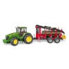 Трактор John Deere c прицепом с манипулятором и 4 брёвнами Bruder 03-054