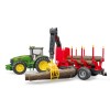 Трактор John Deere c прицепом с манипулятором и 4 брёвнами Bruder 03-054