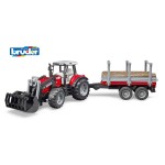 Трактор Massey Ferguson c манипулятором и прицепом Bruder