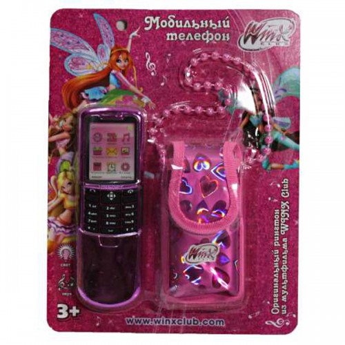 Игрушечный мобильный телефон-слайдер с чехлом Winx 1TOY Игрушечный мобильный телефон-слайдер с чехлом Winx 1TOY